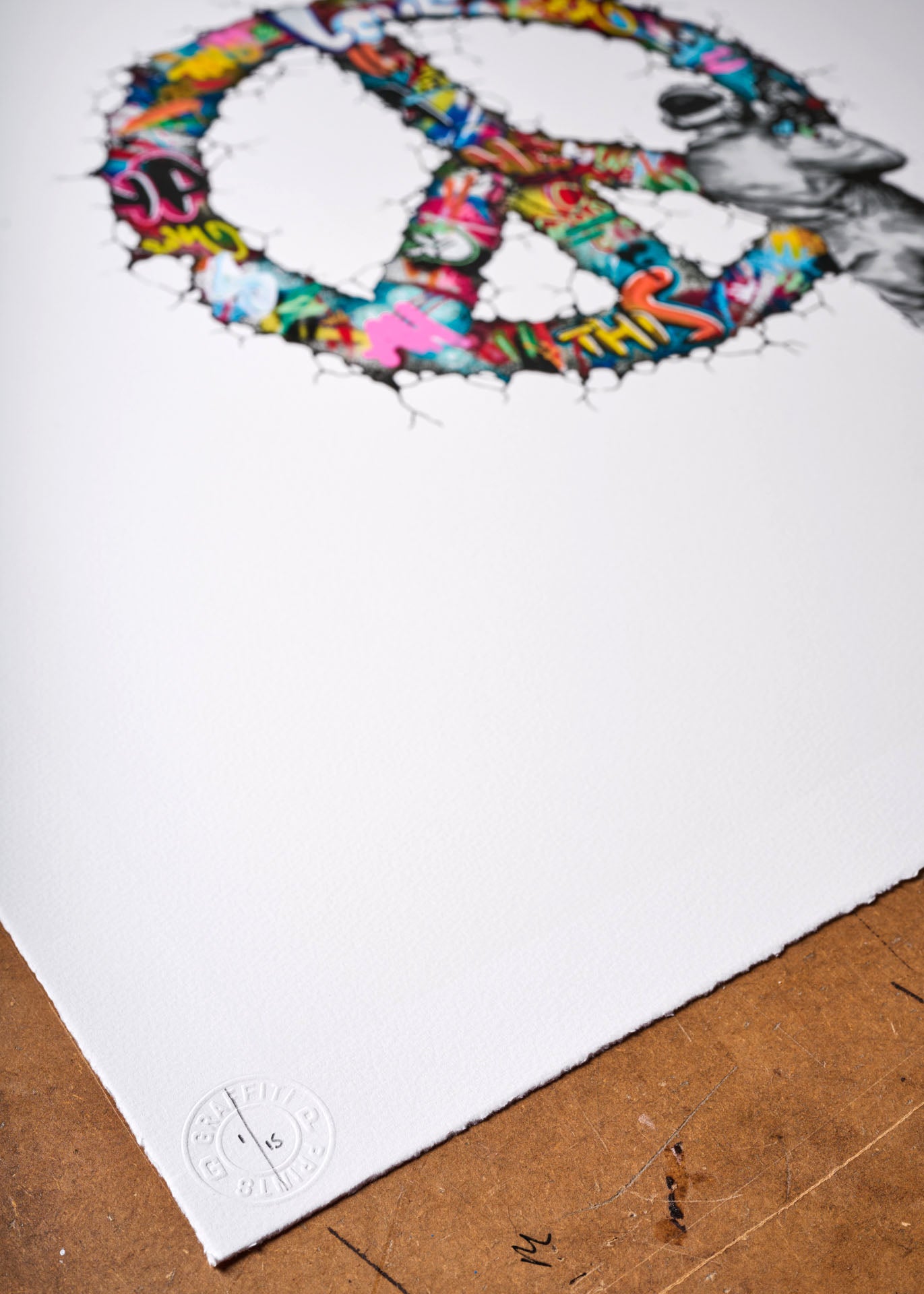 MARTIN WHATSON "MAKE PEACE" WHITE HAND FINISHED ED OF 15