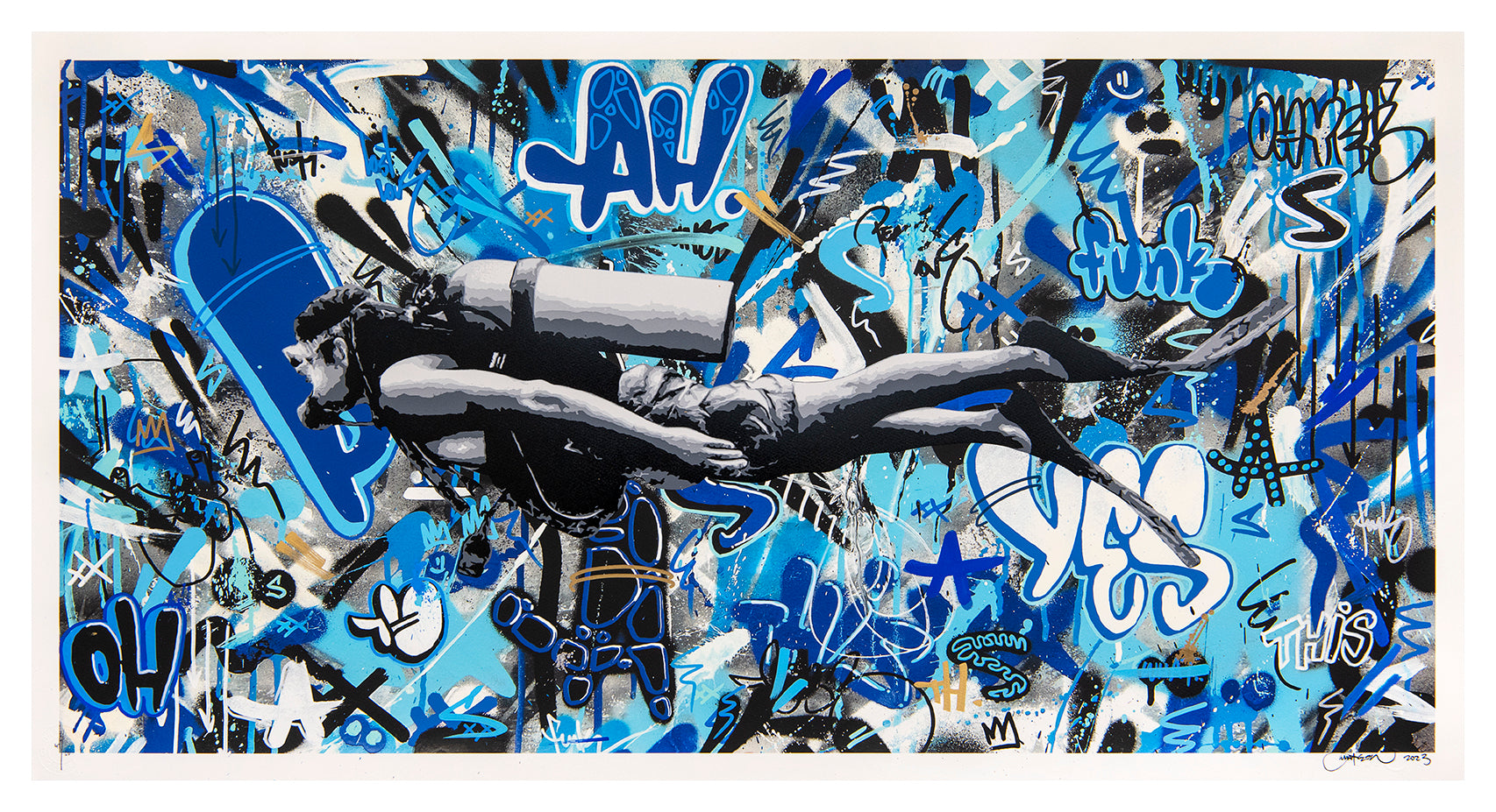 MARTIN WHATSON - Scuba Diver (Blue) - HAND FINISHED, ed 50
