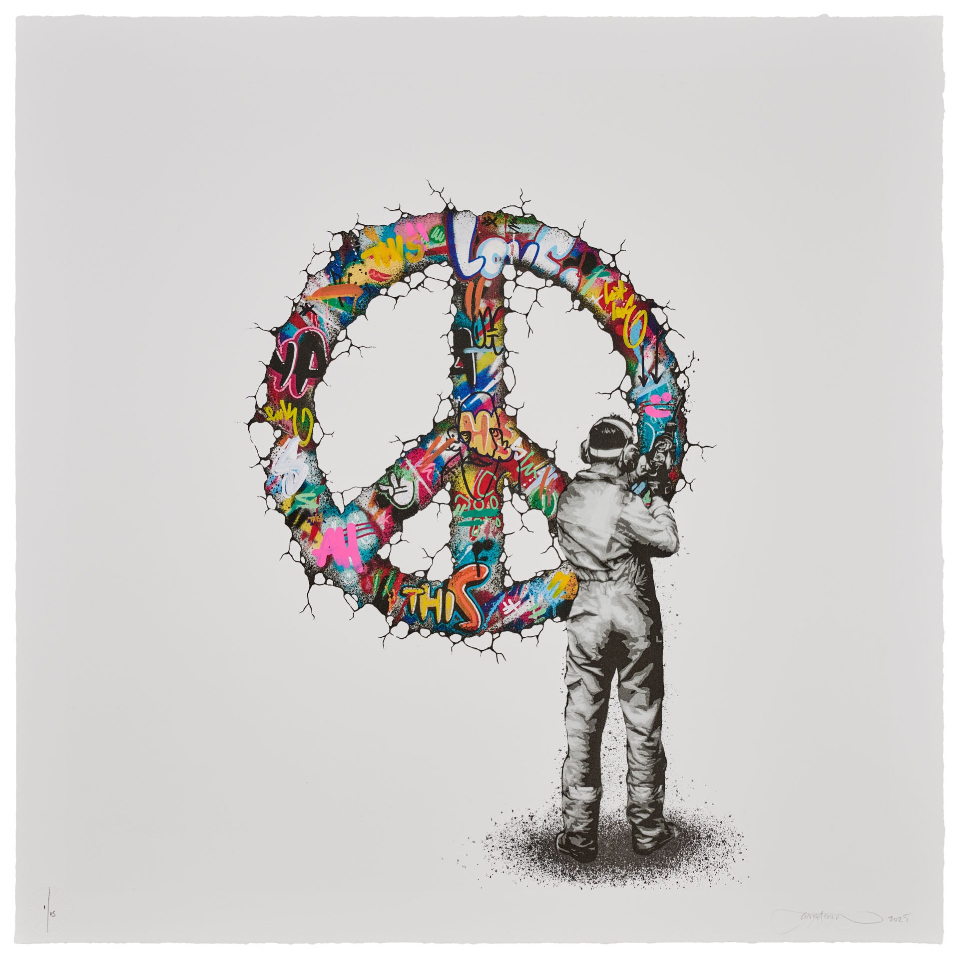MARTIN WHATSON "MAKE PEACE" WHITE HAND FINISHED ED OF 15