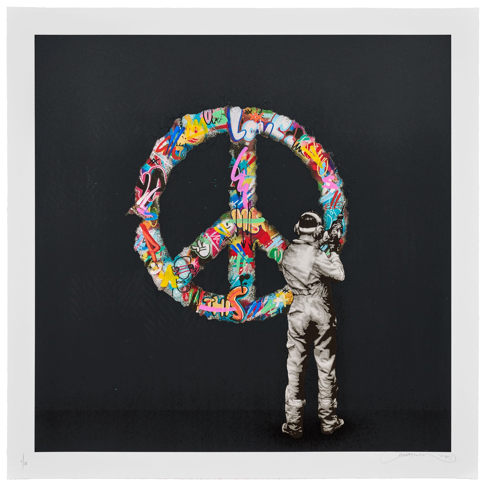 MARTIN WHATSON "MAKE PEACE" BLACK ON BLACK HAND FINISHED ED OF 35