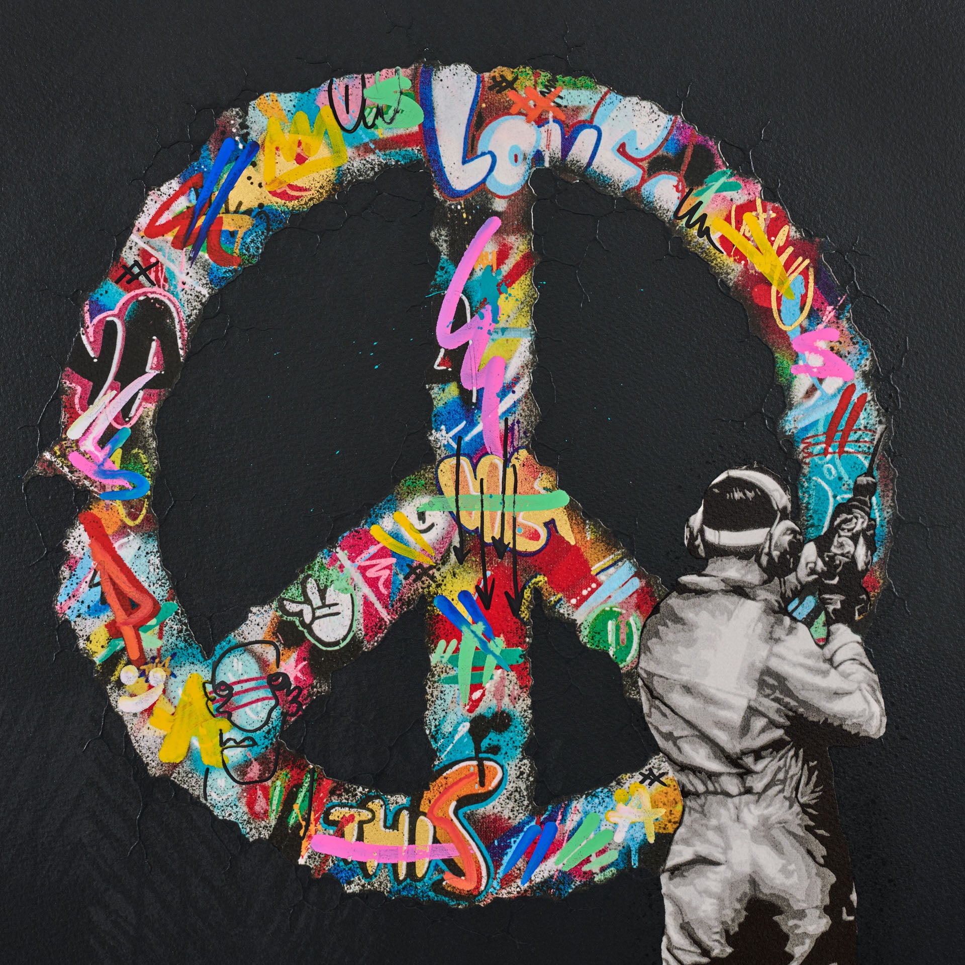 MARTIN WHATSON "MAKE PEACE" BLACK ON BLACK HAND FINISHED ED OF 35
