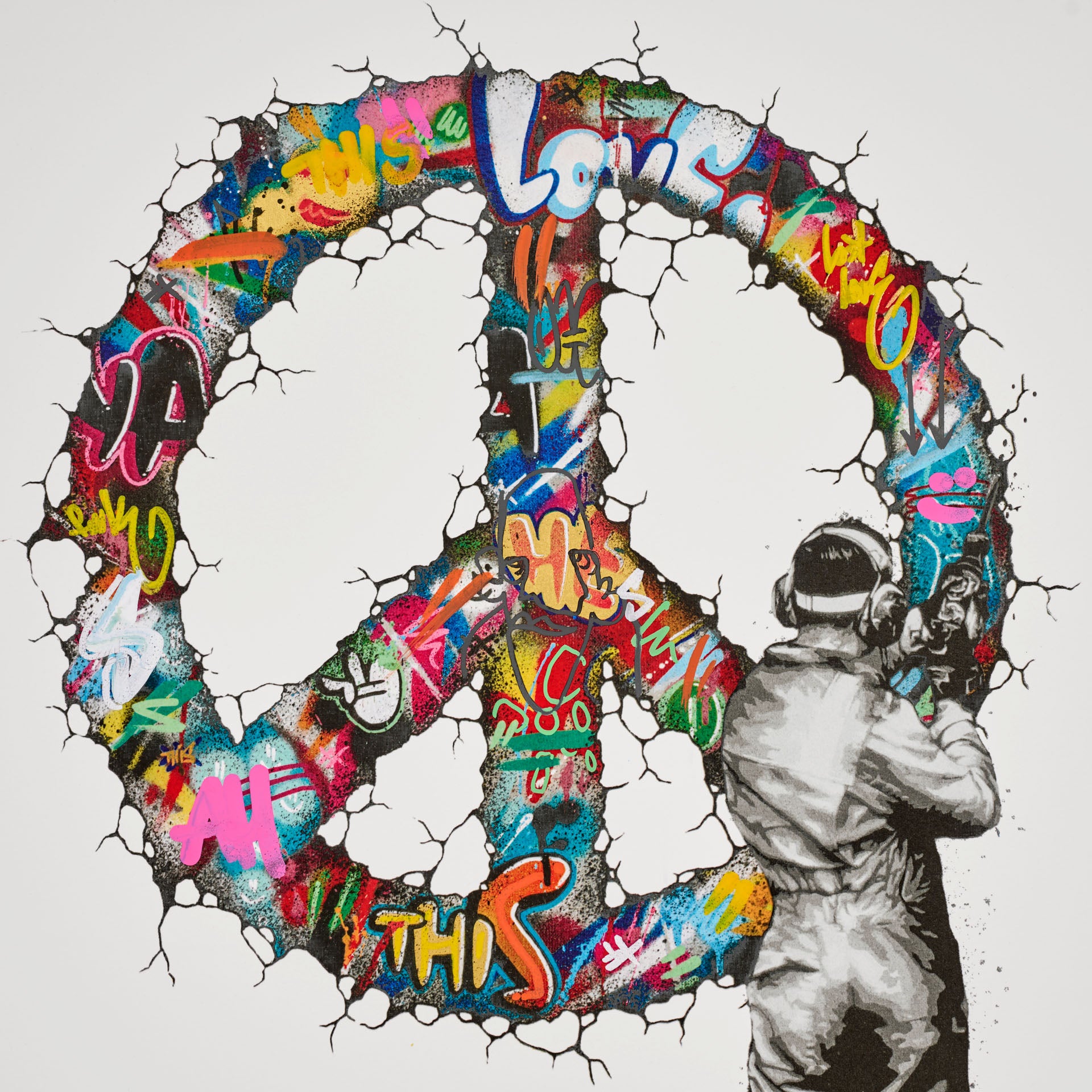MARTIN WHATSON "MAKE PEACE" WHITE HAND FINISHED ED OF 15