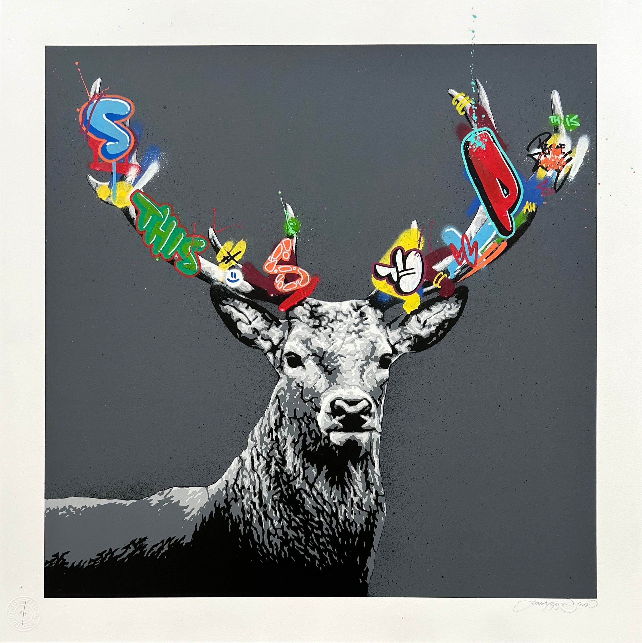 MARTIN WHATSON "THE STAG" HAND FINISHED ED OF 5 CHARCOAL GREY