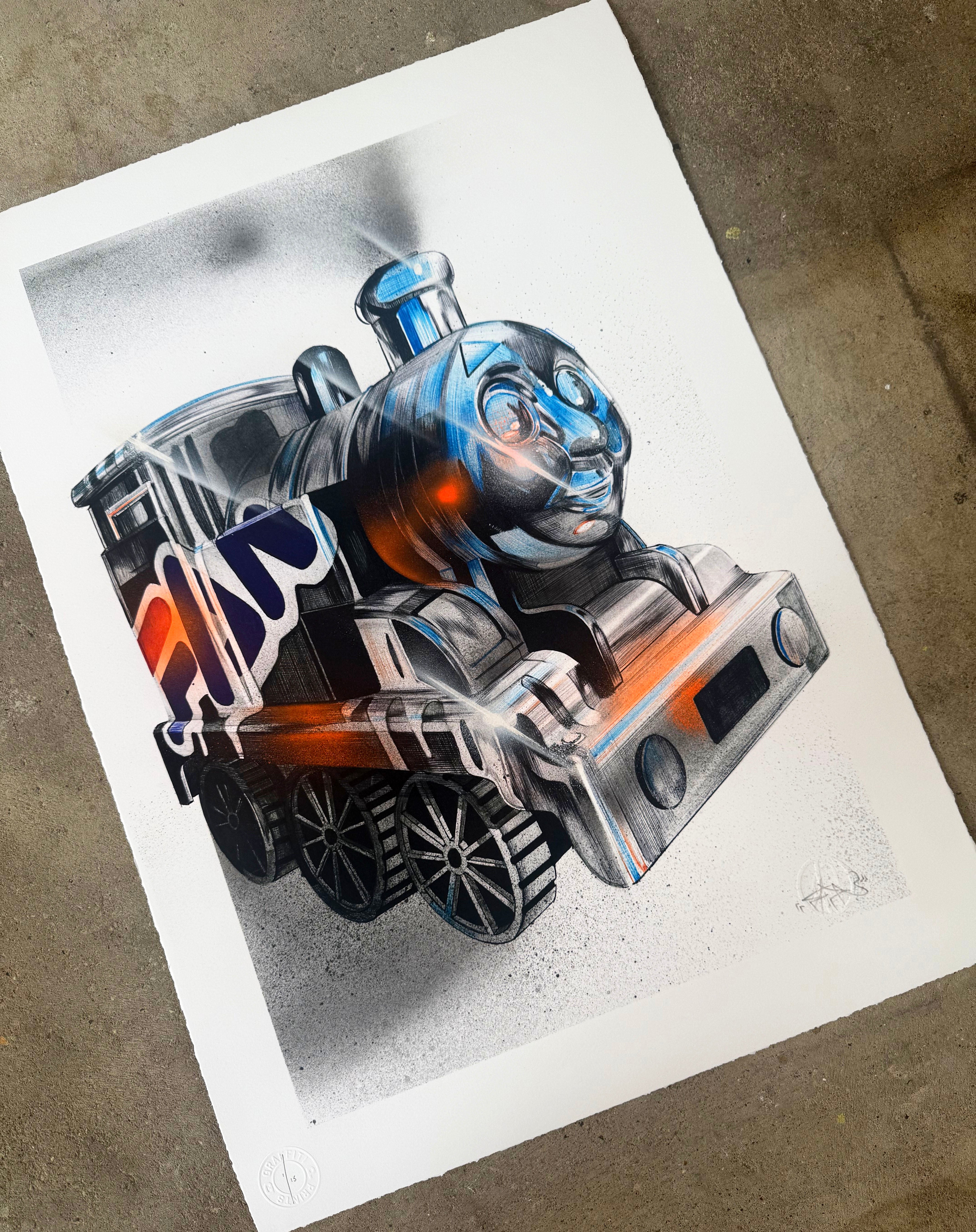 FANAKAPAN - "Chrome Thomas" Hand Finished - ed 15 & RoBotWarz ed of 65 mini print - Releasing 15th may