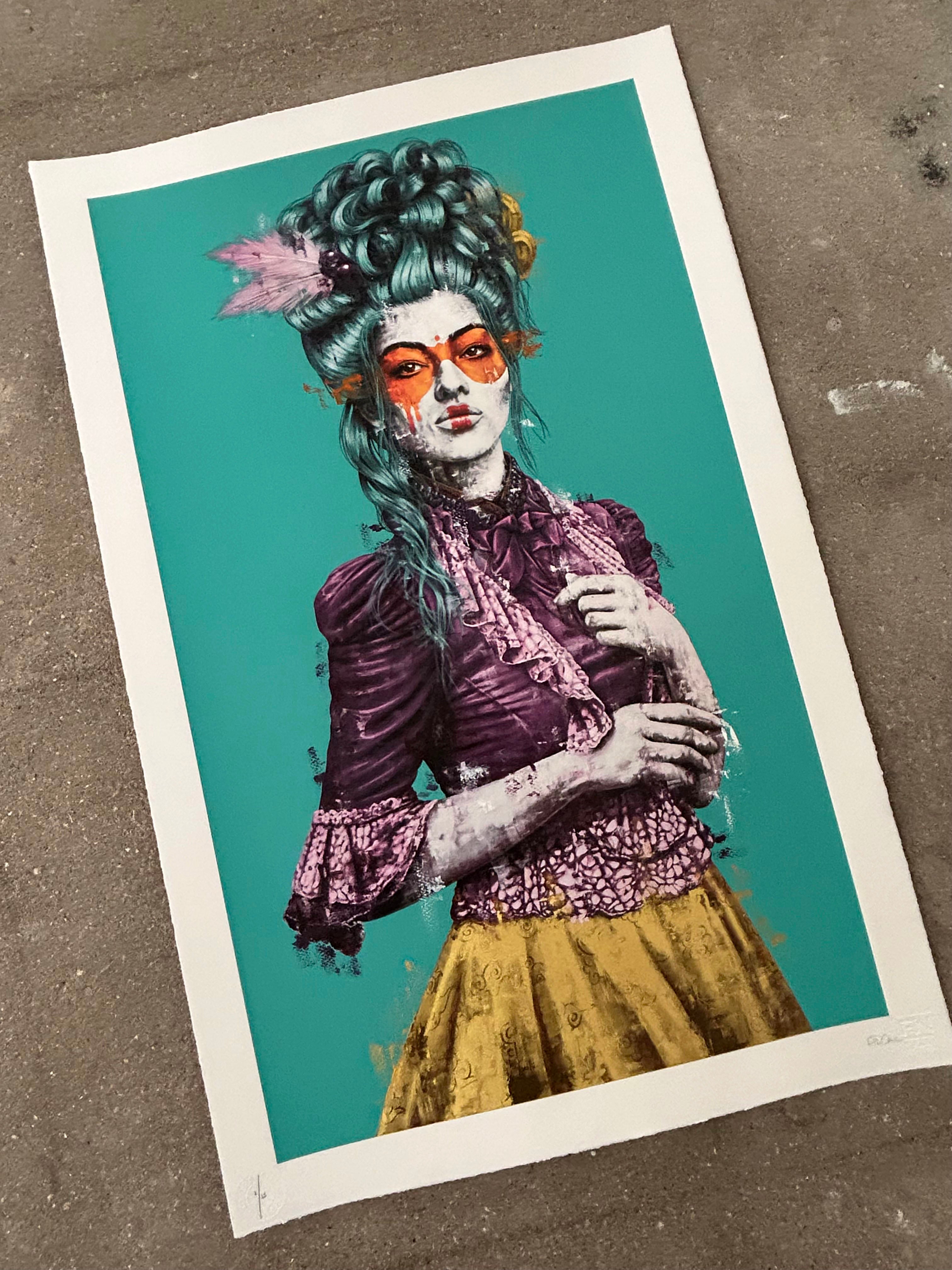 FINDAC Madeleine Turquoise Gold Leaf HAND FINISHED Ed 25 Findac madeleine turquoise gold leaf hand finished ed 25