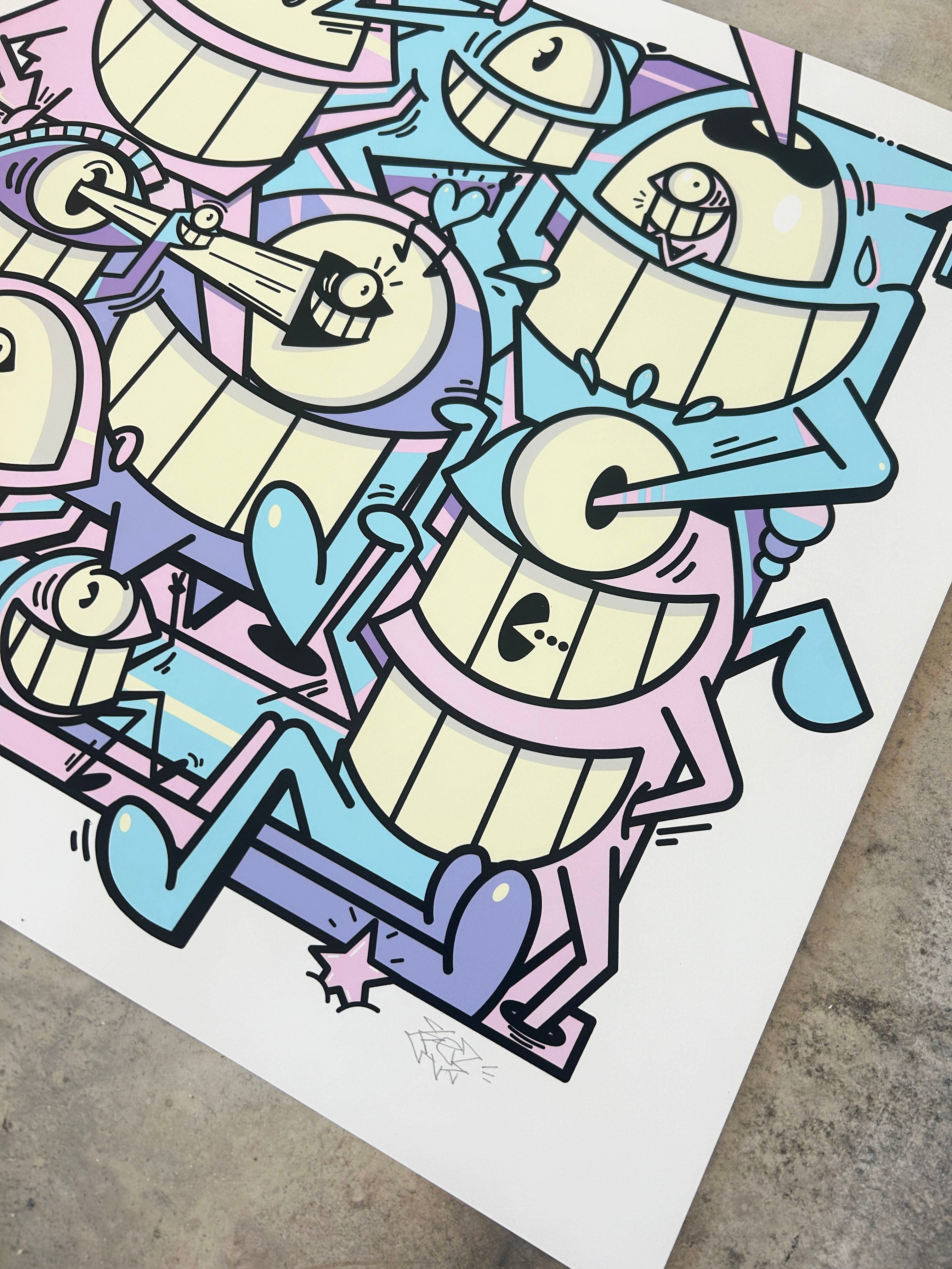EL PEZ - SMILES IN STYLE PASTEL - ed 10 with free mini screen print for colouring in