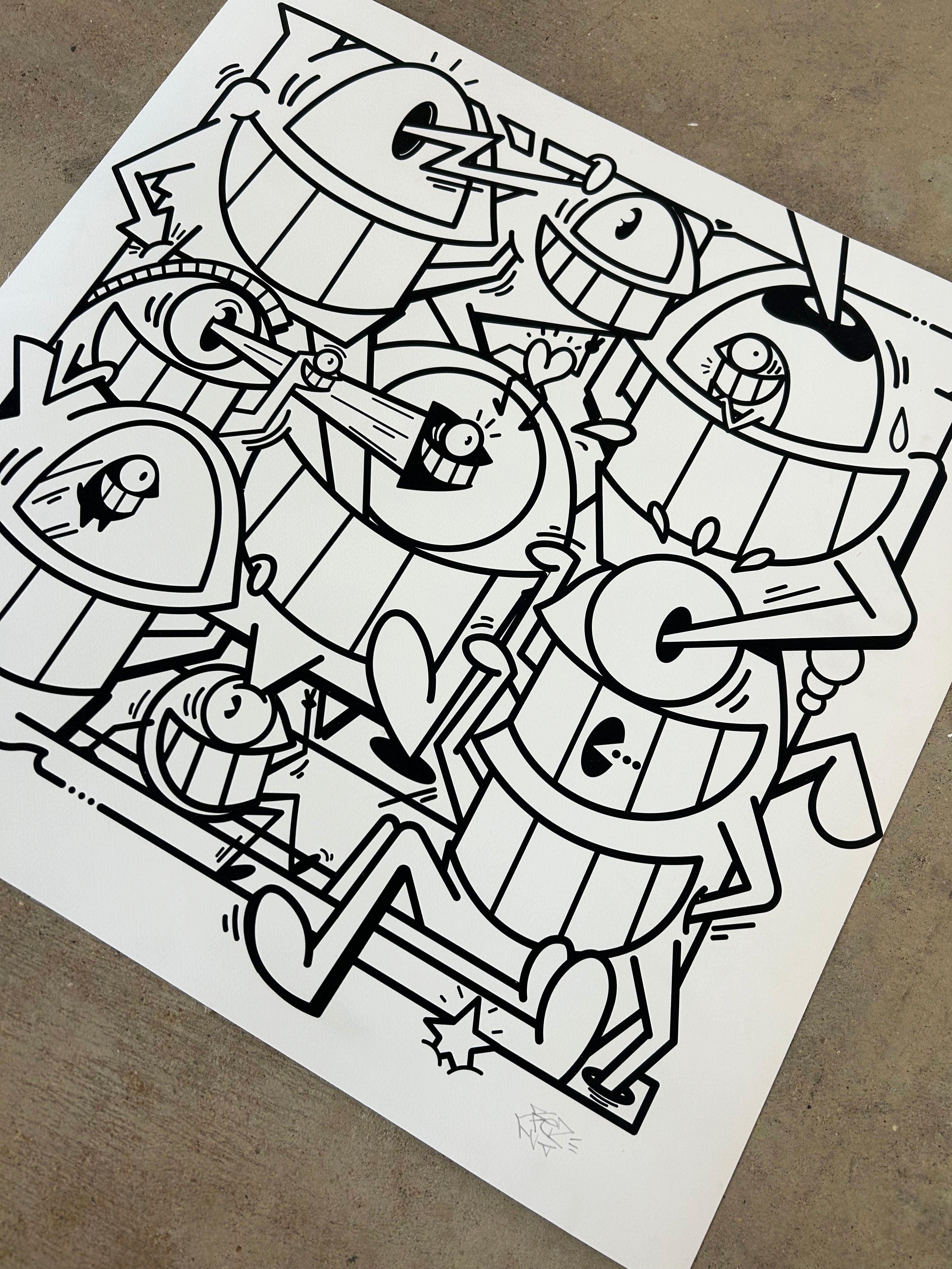 EL PEZ - SMILES IN STYLE MONO - ed 15 with free mini screen print for colouring in