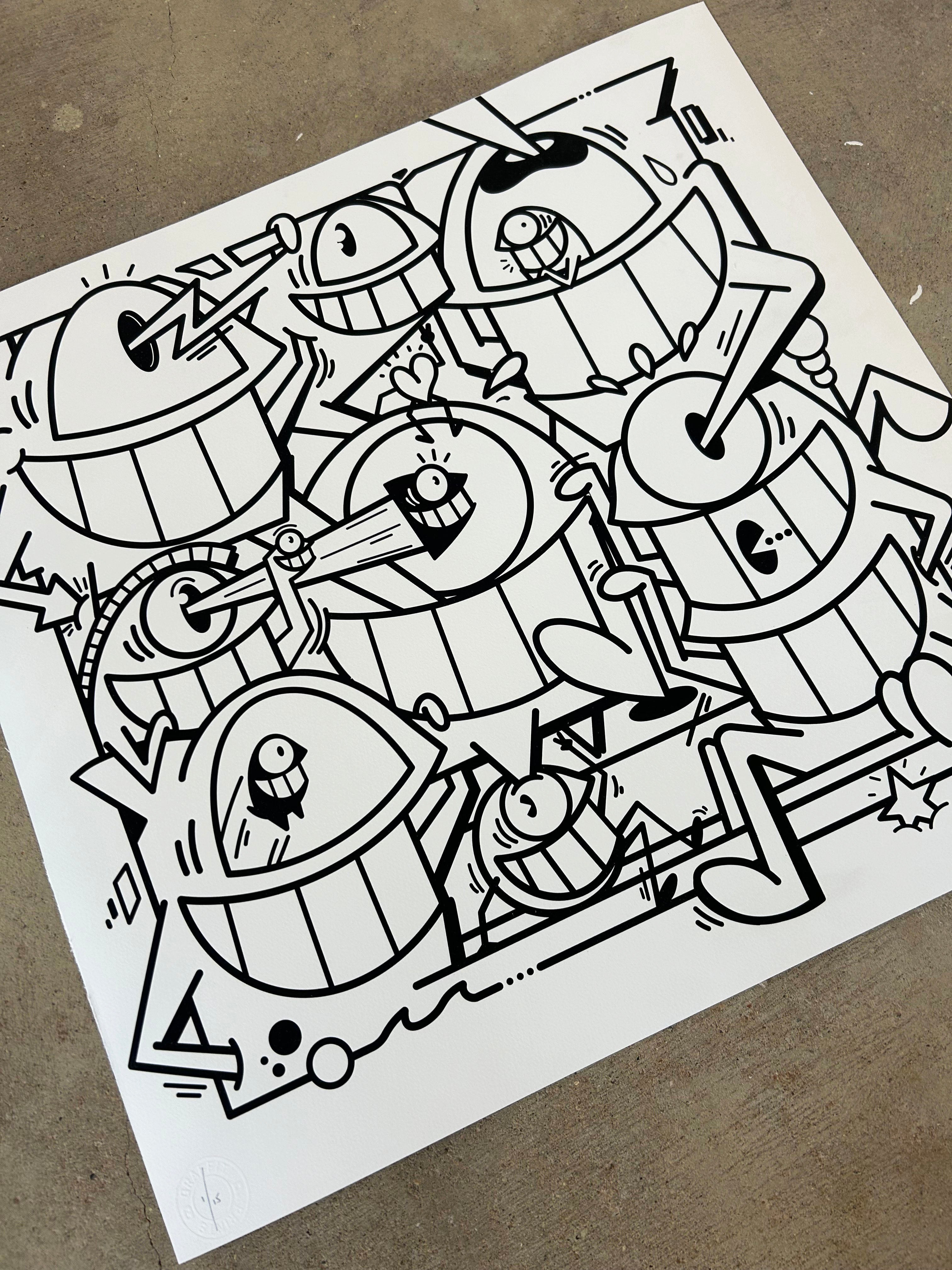 EL PEZ - SMILES IN STYLE MONO - ed 15 with free mini screen print for colouring in
